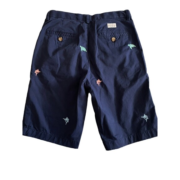 Vineyard Vines Boys‎ Navy Blue Khaki Shorts Size 16 Adjustable Waist Turtles - Picture 2 of 6